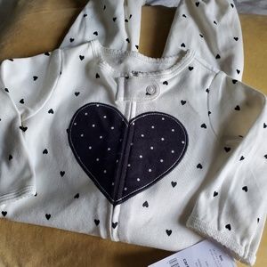 NWT 6M Carter's Baby Heart Footie one piece/pjs